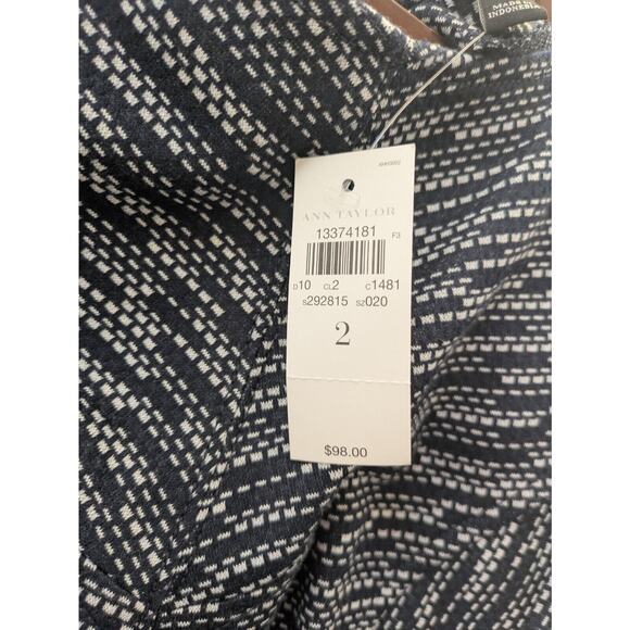 Ann Taylor Shift Dress Size 2 Blue White Cap Sleeve Zip Back Stretchy Formal NEW - Picture 6 of 12